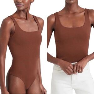 BANANA REPUBLIC tank top bodysuit thong snap style rich dark brown NEW size S